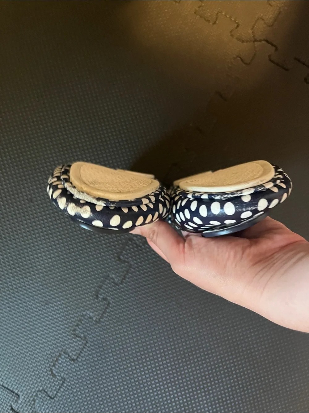 Tory Burch Navy and White Polka Dot Logo Ballet Flats Size 9.5